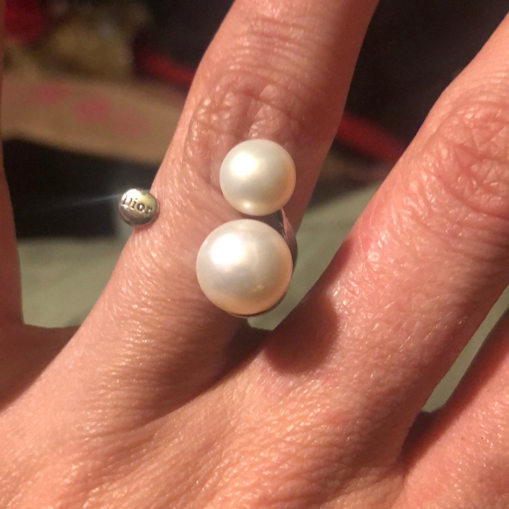 Christian Dior Silver Pearl Ring